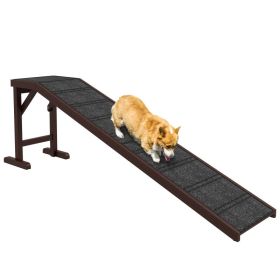 Pet Ramp For Dogs With Non-slip Carpet And Top Platform (Option: Brown)
